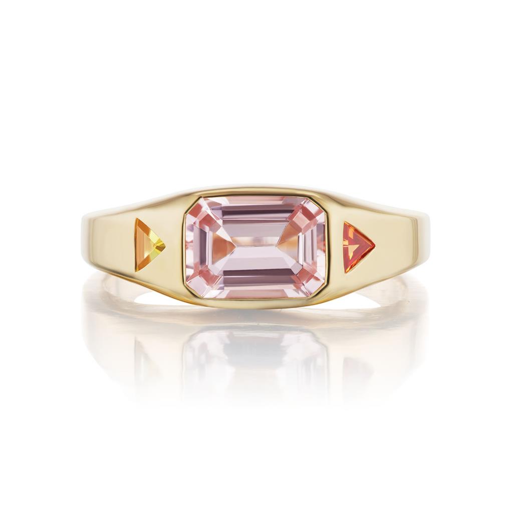 gold ring with pink morganite gemstone