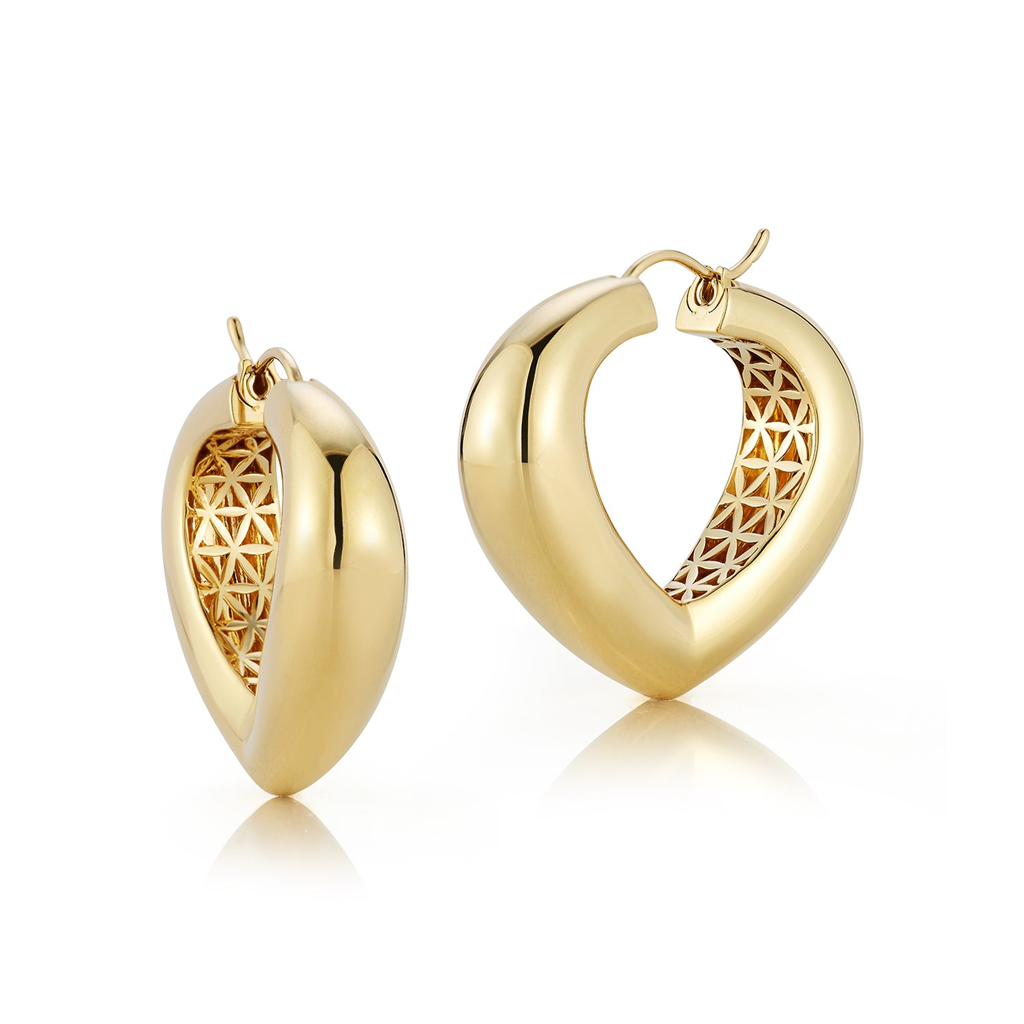 Gold Large Bubble Shield Hoops