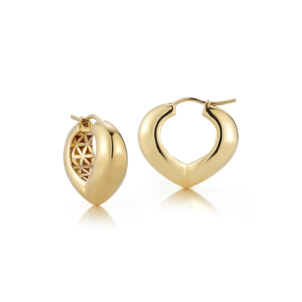 Gold Medium Bubble Shield Hoops