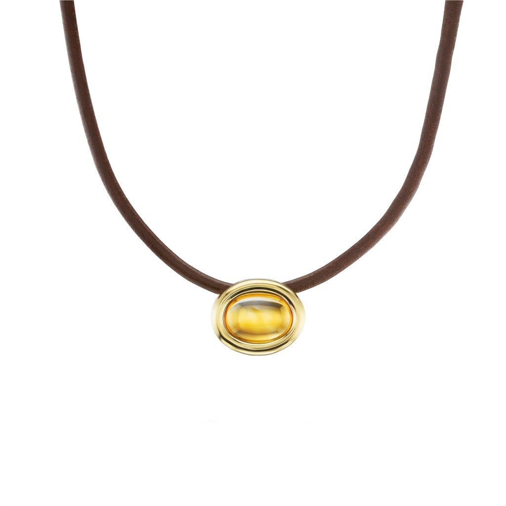 Scuba Leather Choker with Cabochon Citrine
