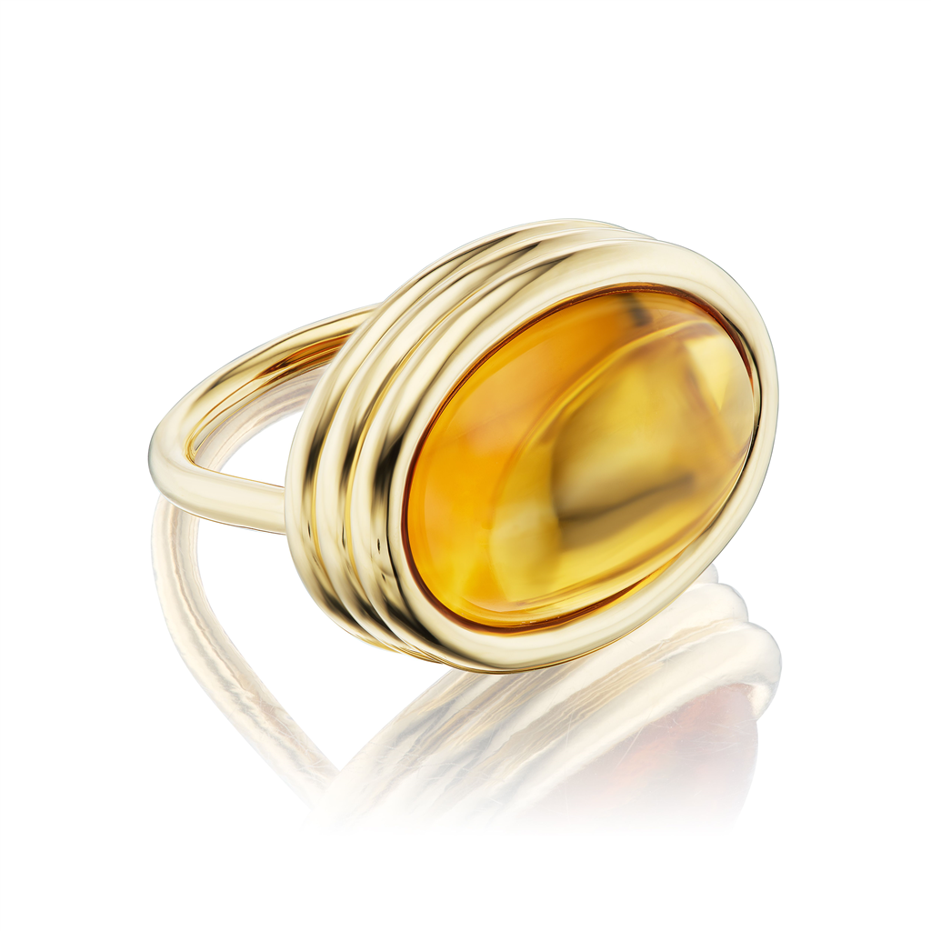 Scuba Ring with yellow Cabochon Citrine