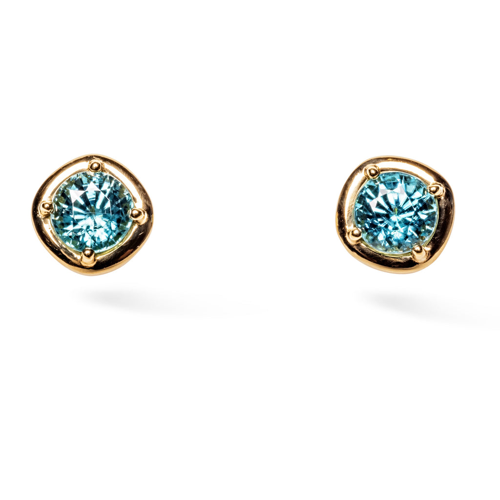 Blue Zircon Studs with gold
