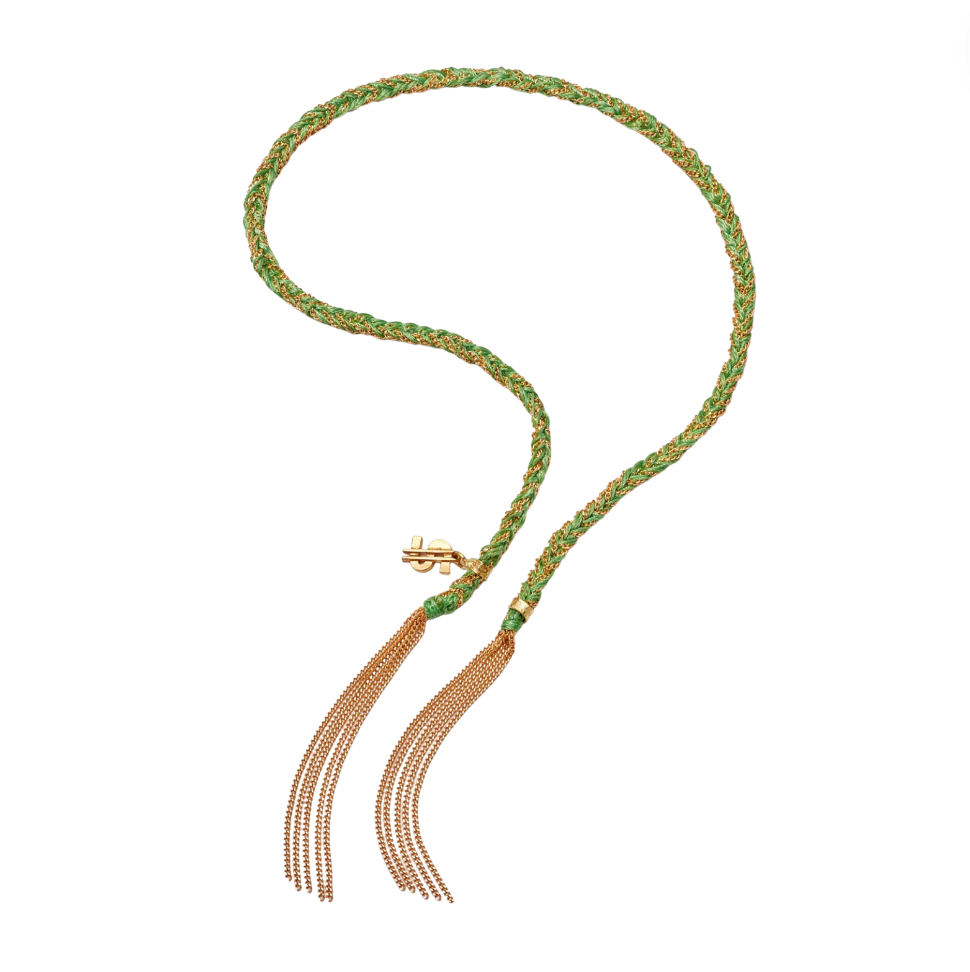 rope bracelet with gold money charm