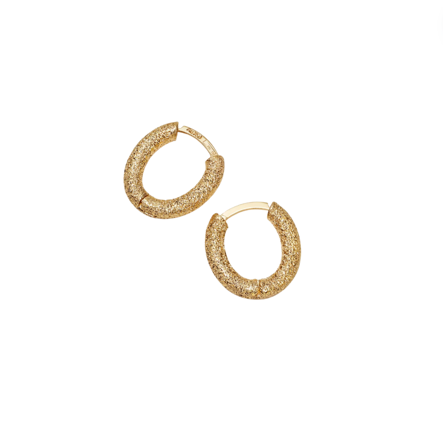 florentine finish oval gold huggy earrings