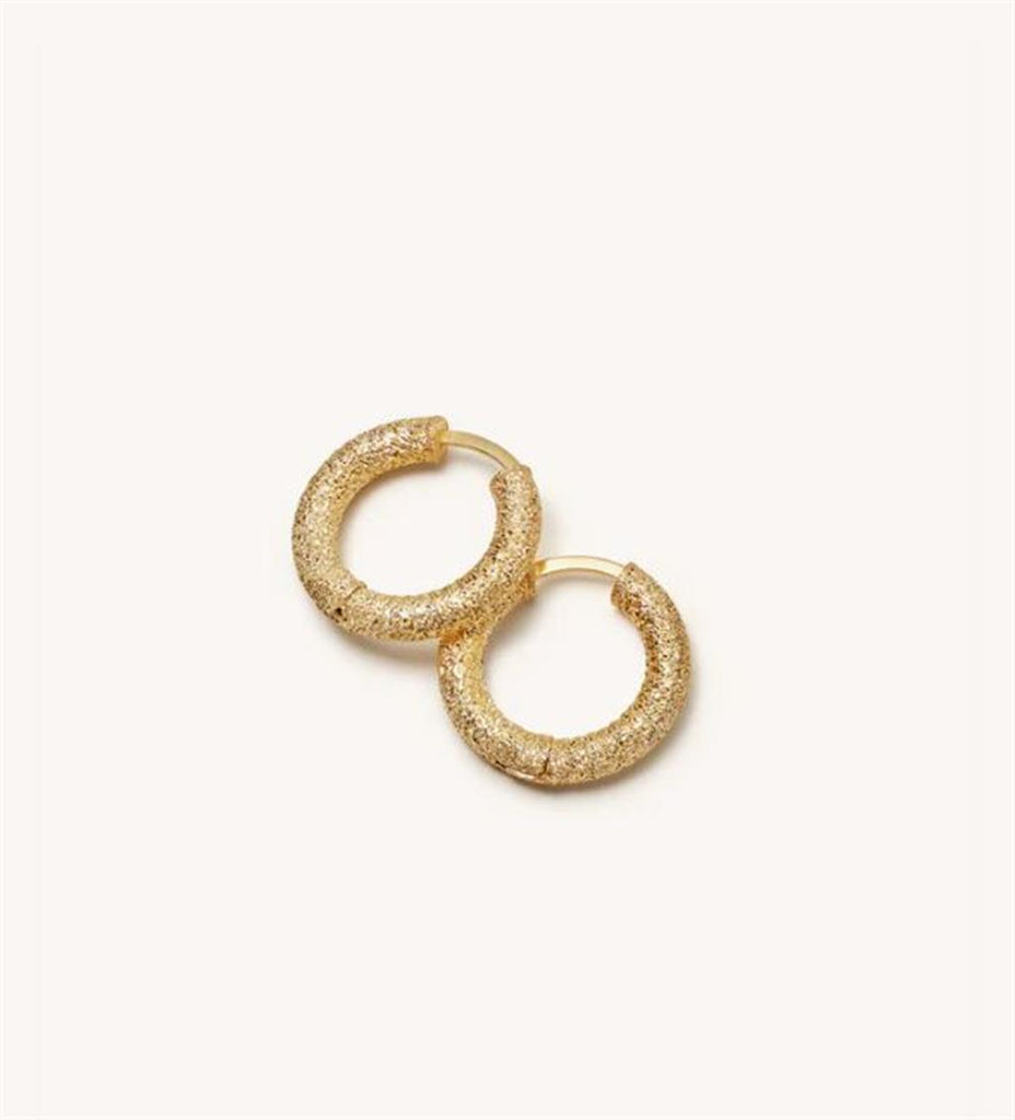 round florentine finish gold huggy earrings