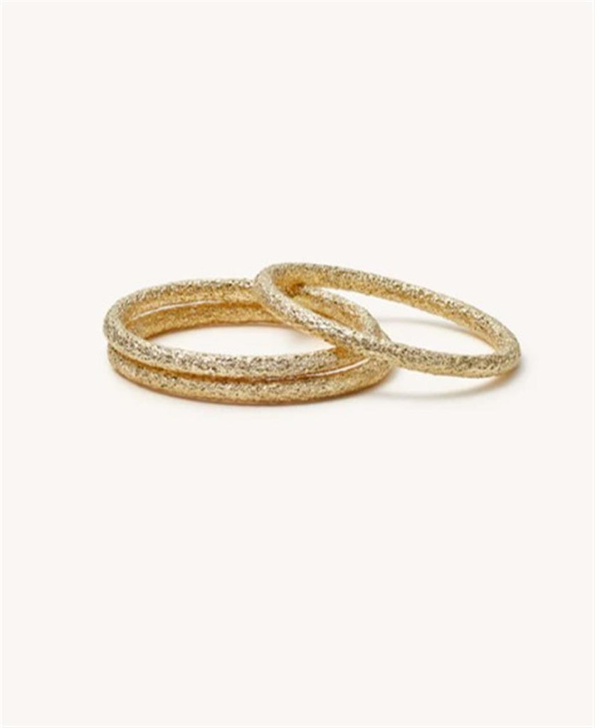 3 thin florentine finish gold rings