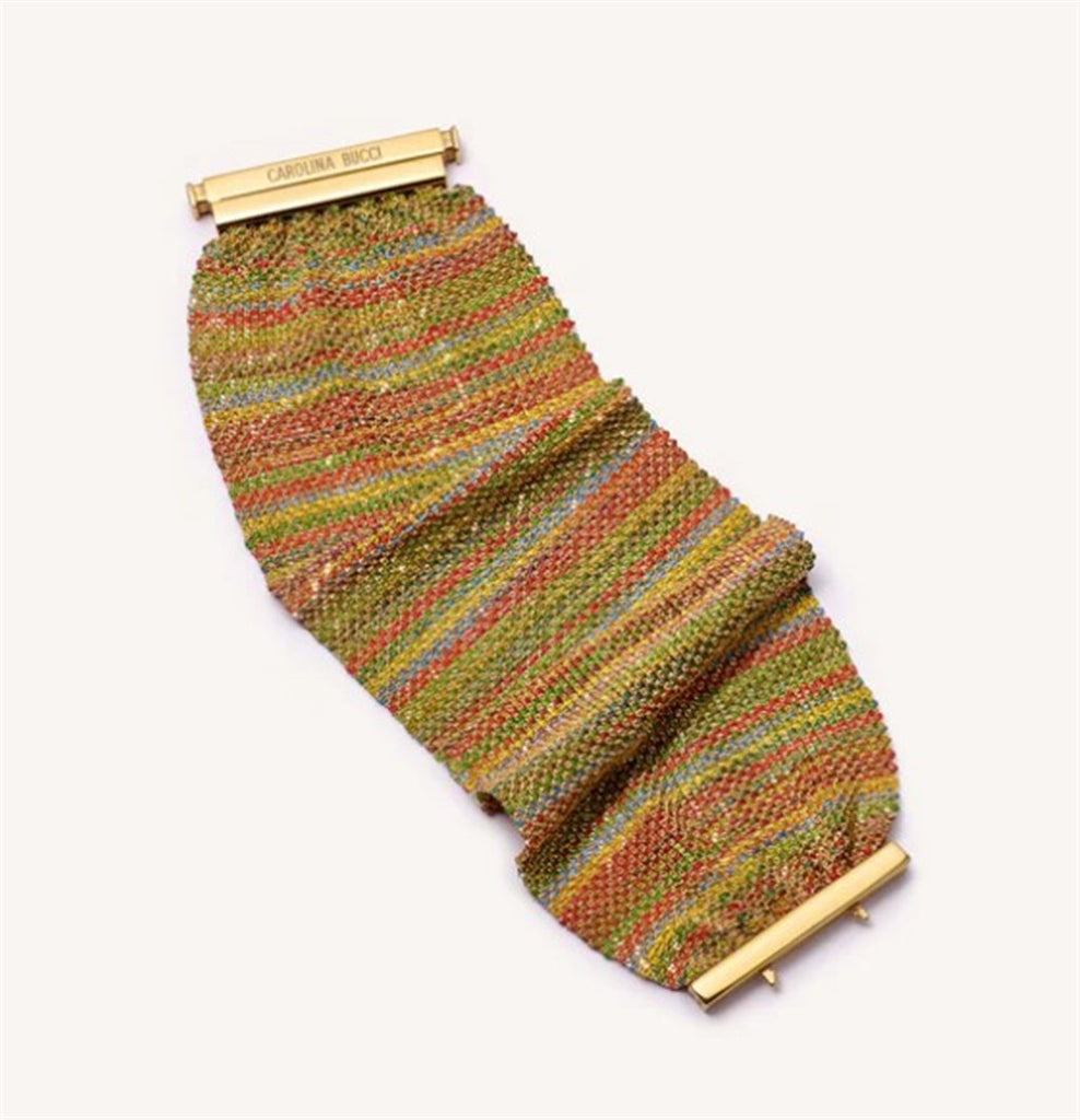 Woven gold and silk bracelet