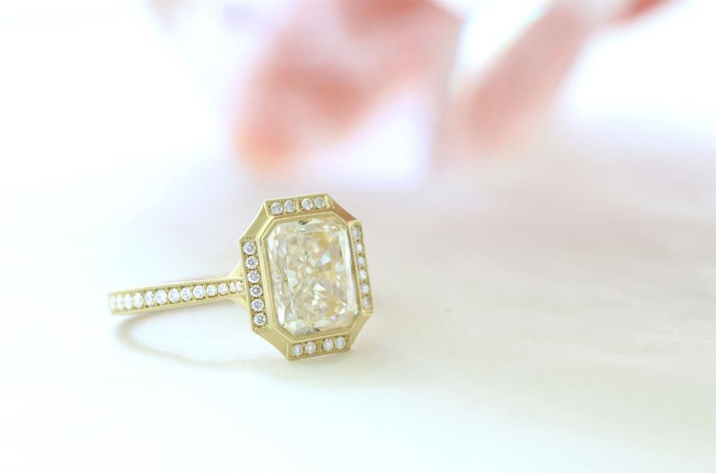 halo diamond engagement ring with diamonds around band
