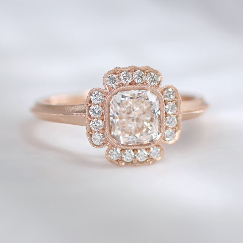 rose gold diamond halo ring