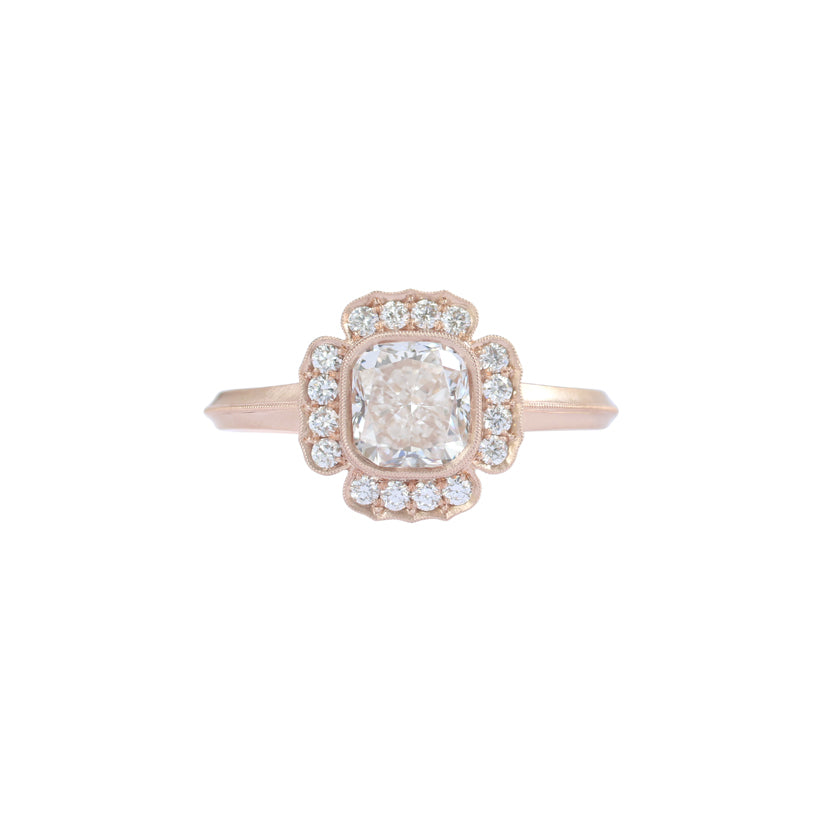 rose gold diamond halo ring