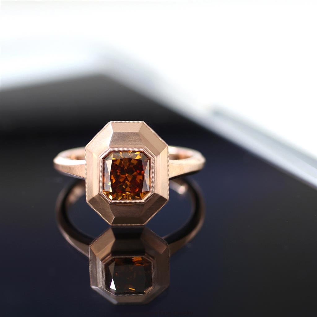 brown diamond halo engagement ring