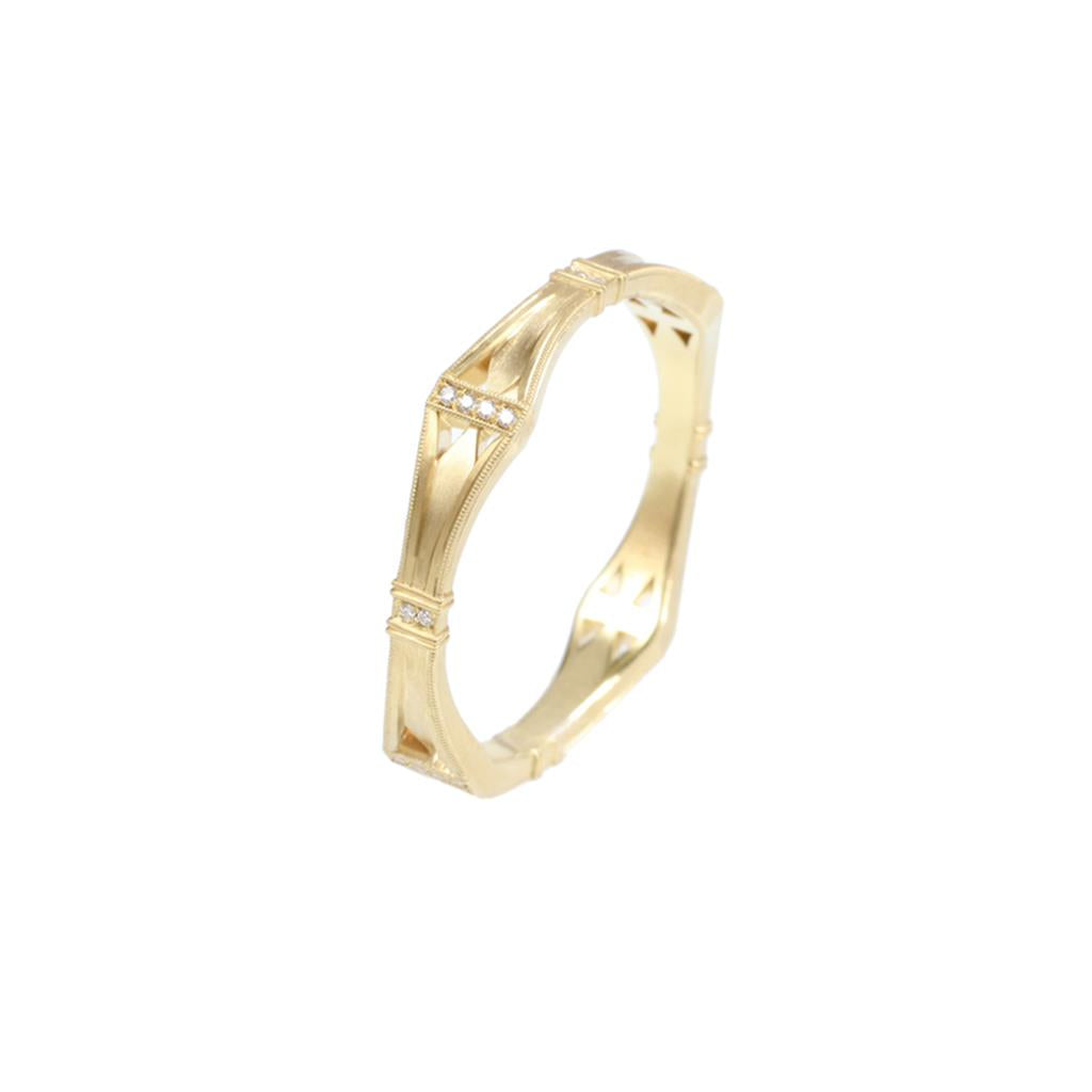 gold wedding band with diamonds