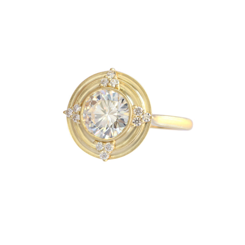 gold cushioned diamond ring