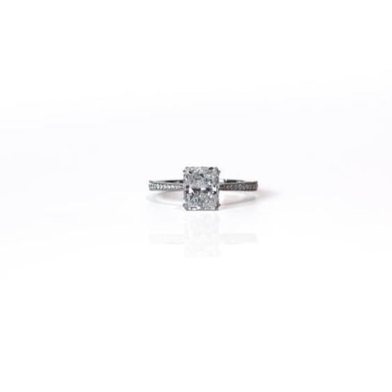 brilliant cut rectangle diamond platinum solitaire ring