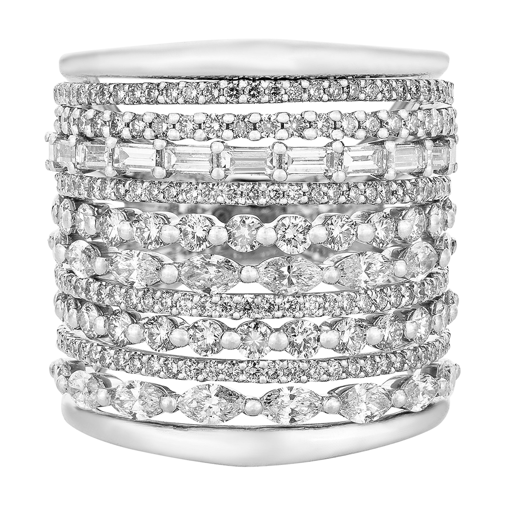 white gold stacked diamond ring