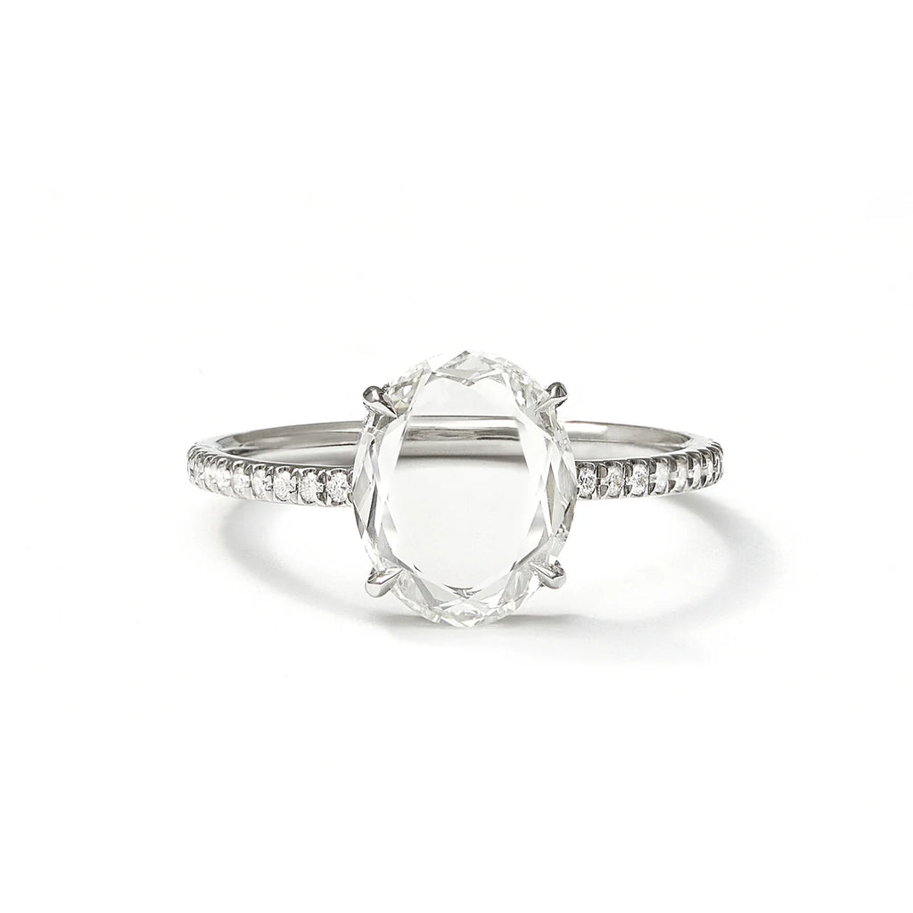 Oval platinum diamond engagement ring