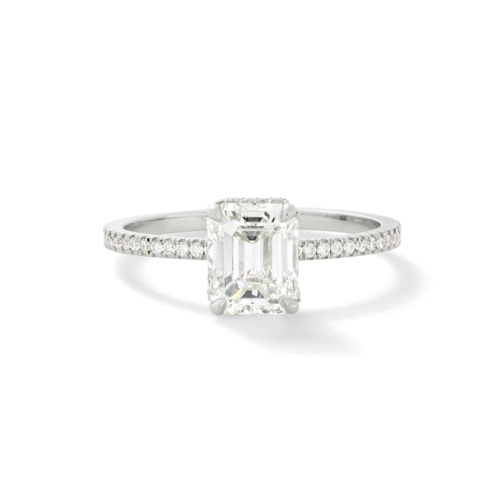 platinum emerald cut diamond wedding ring