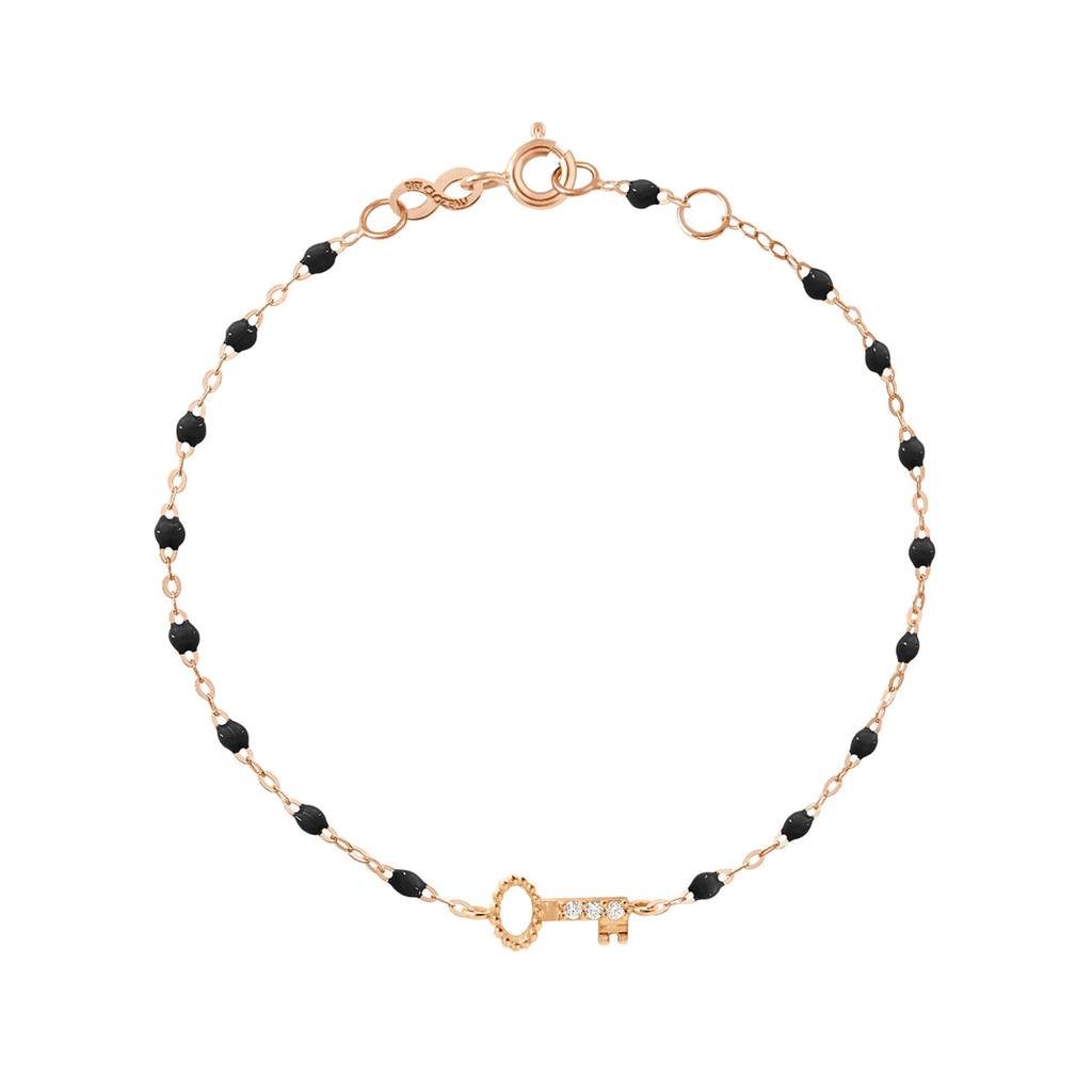 dainty gold and quartz beaded bracelet with diamond and gold key
