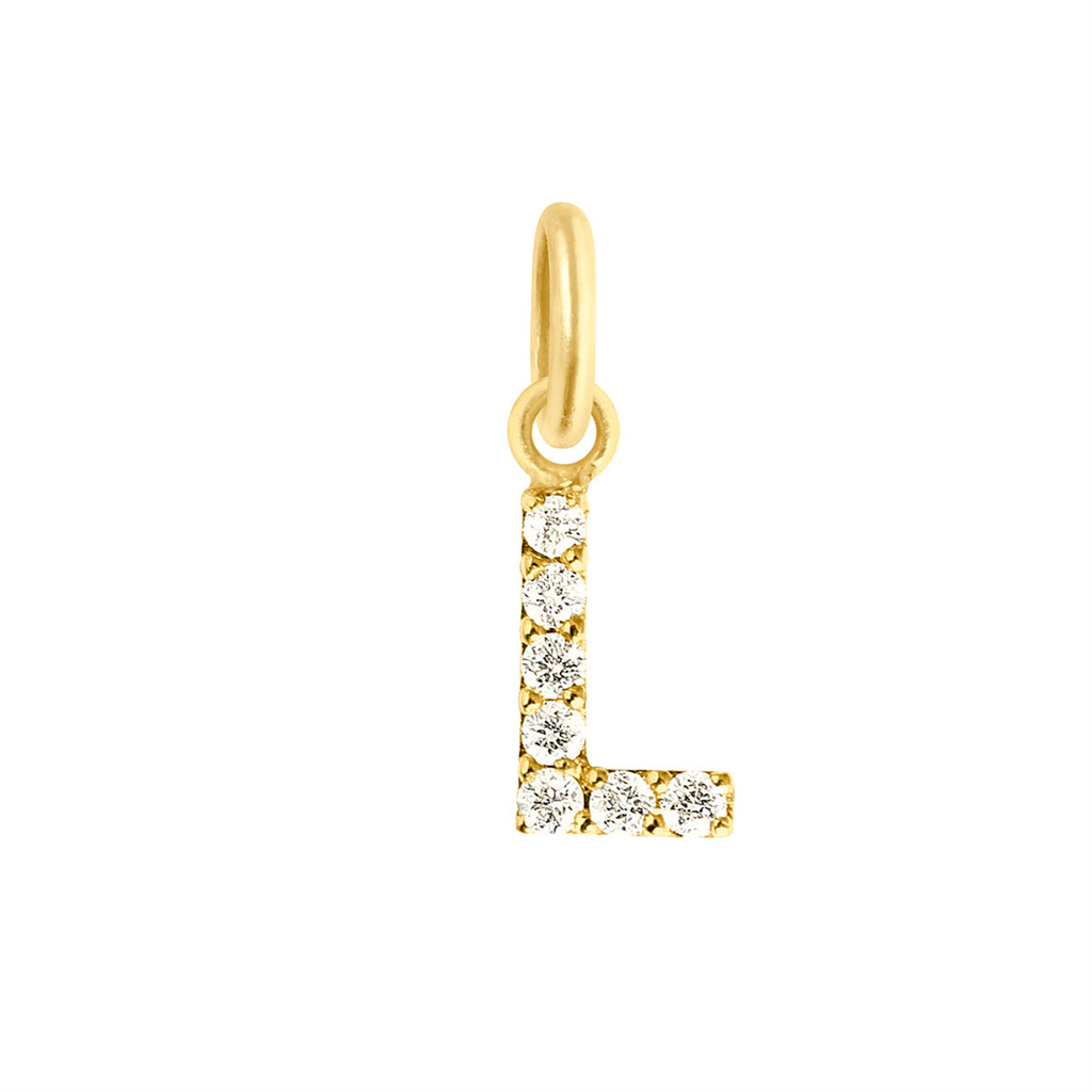 L shaped diamond and gold pendant