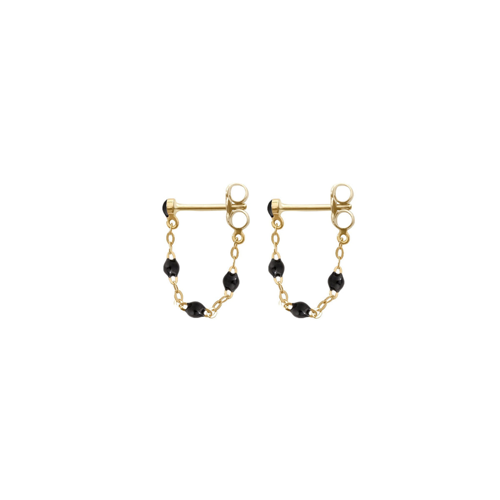 dainty gold and navy beaded earrings