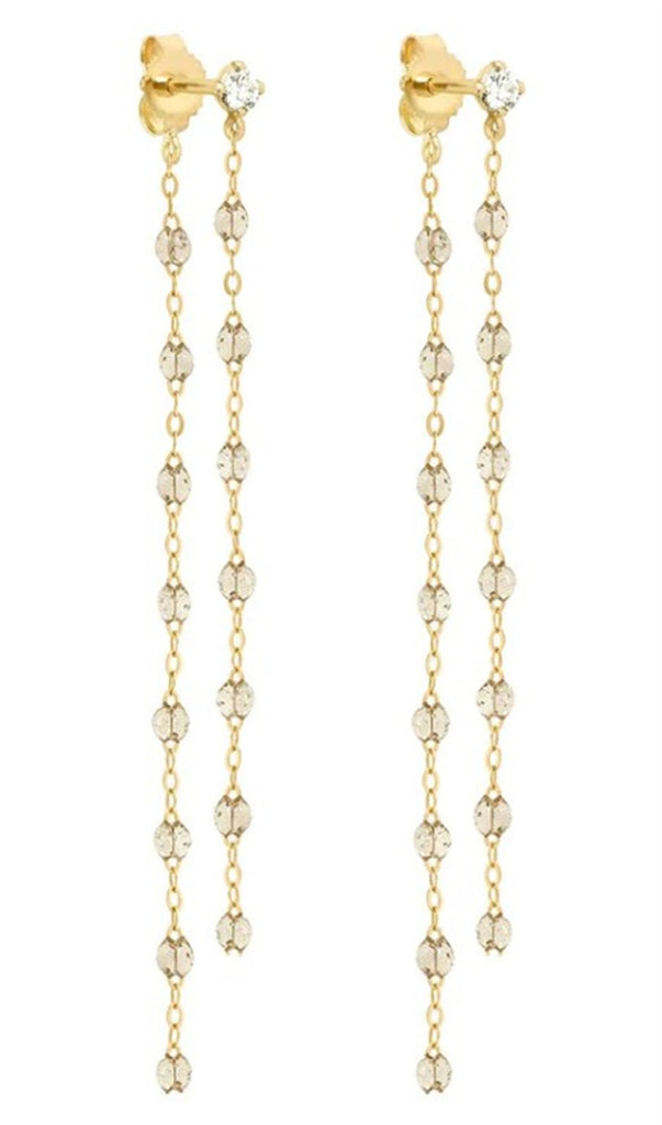 dangling sparkle gem and gold earrings