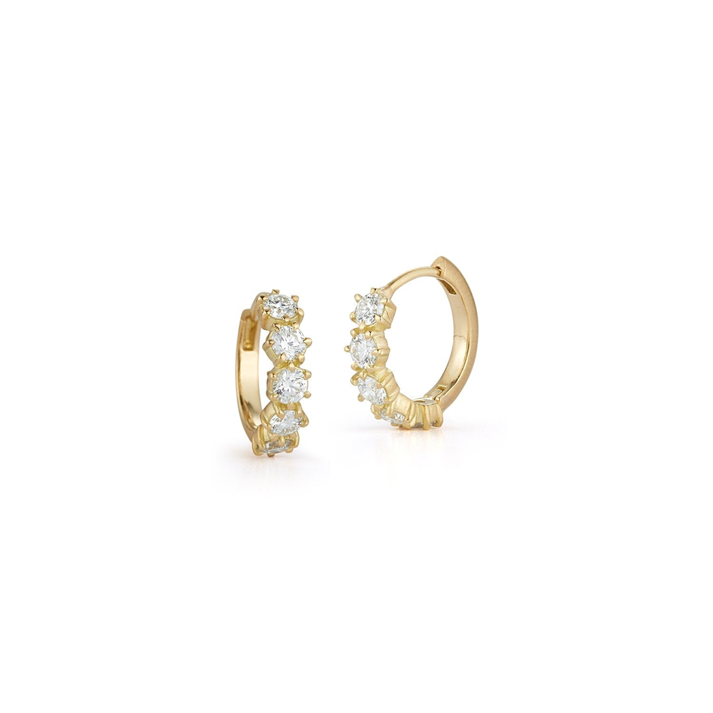 gold and diamond huggy earrings