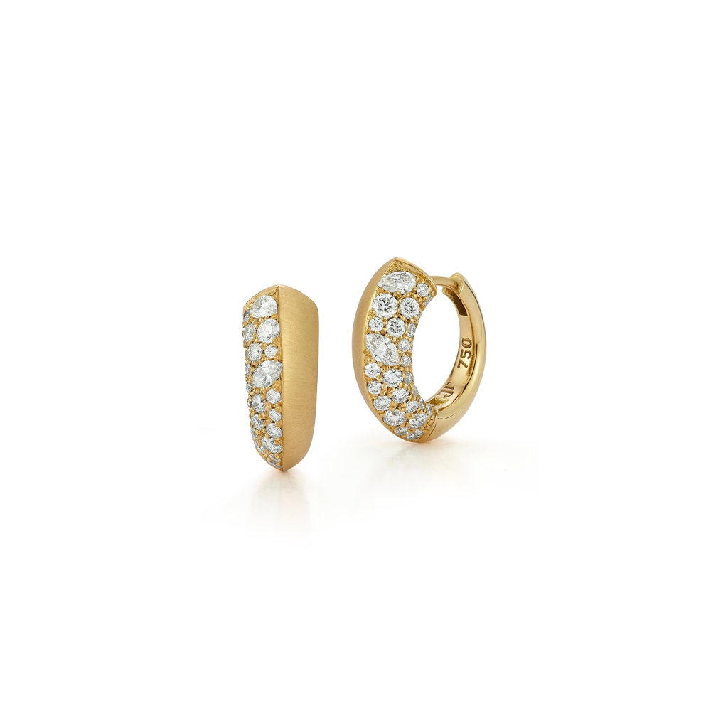 half diamond and half gold huggy earrings