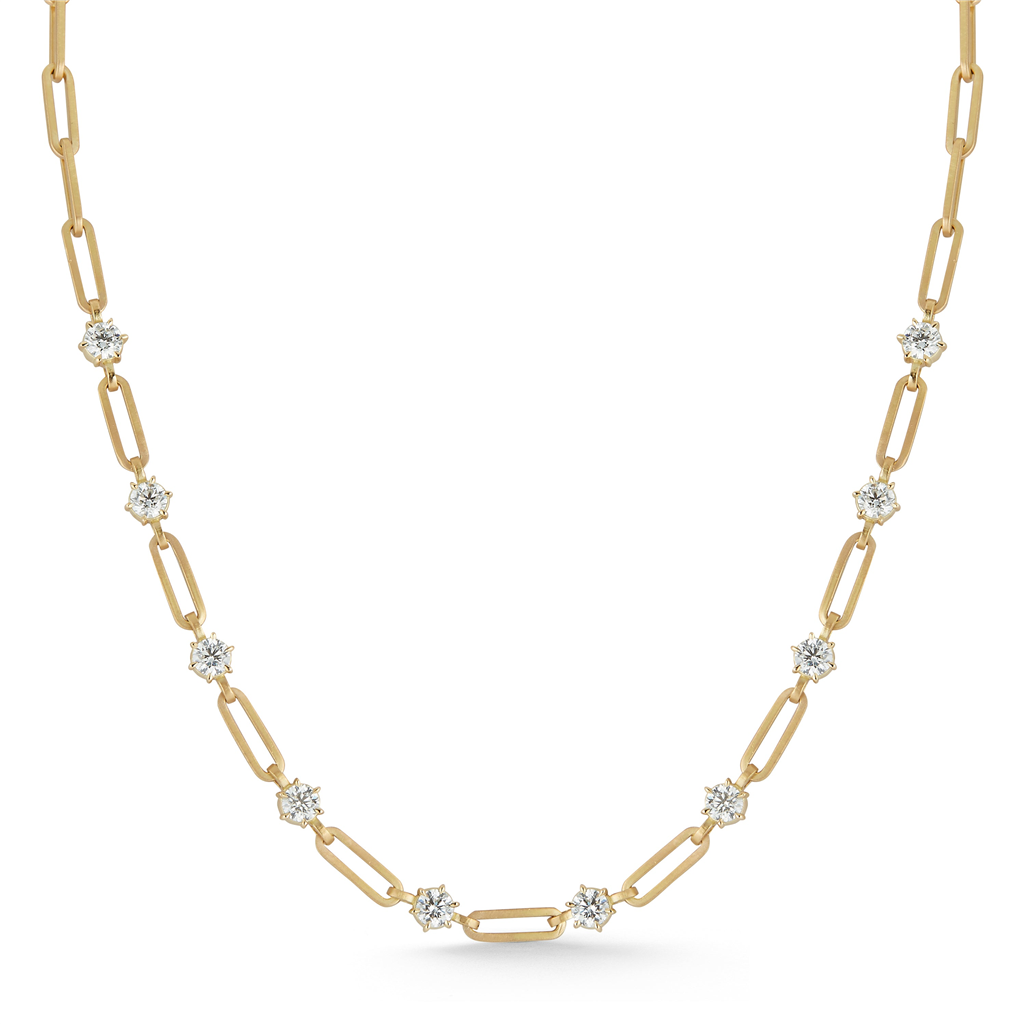 gold chain link necklace with diamonds