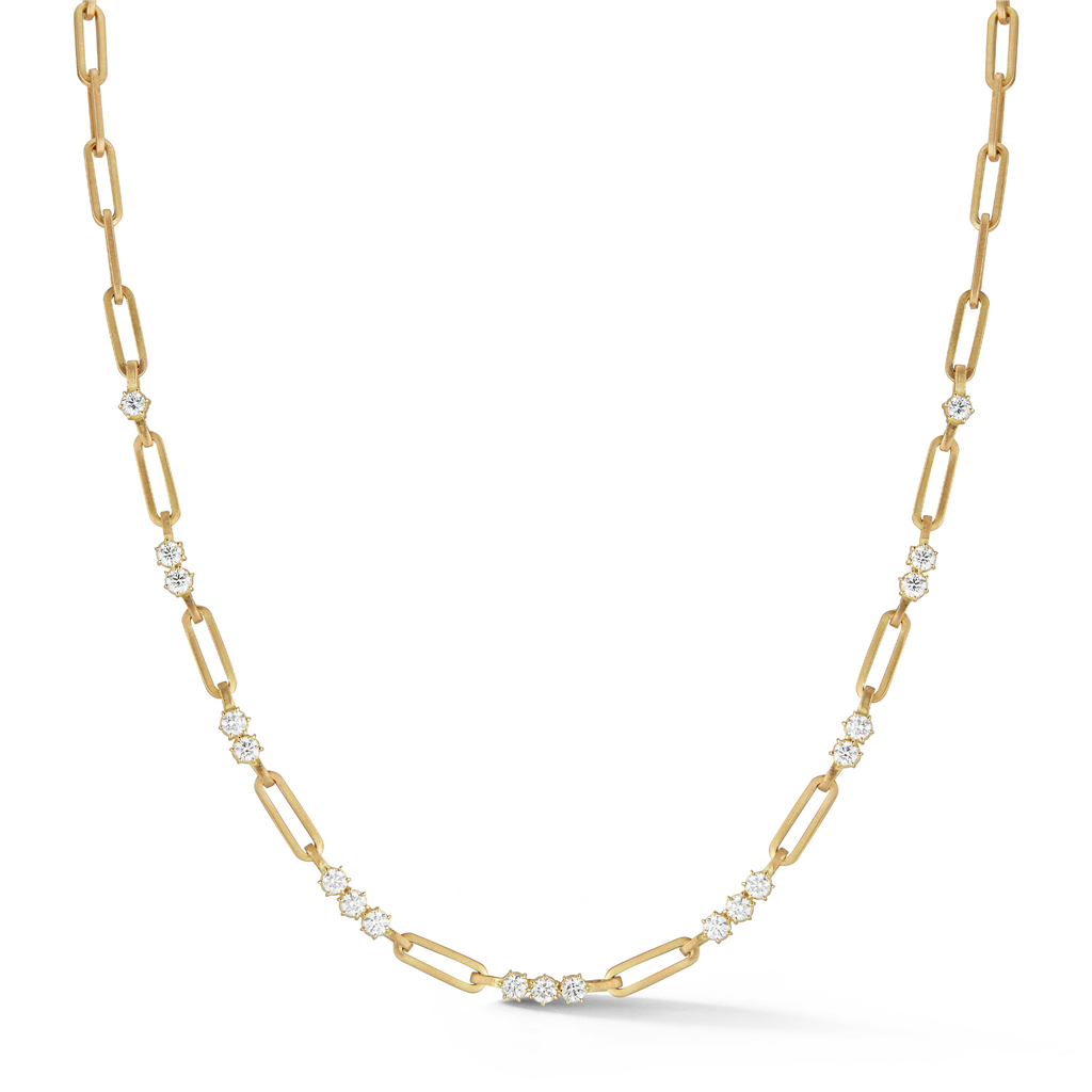 gold and diamond chain link necklace