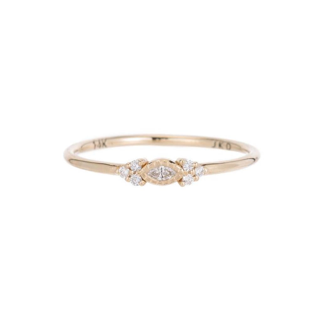 Cluster Whisper Ring with marquis center diamond