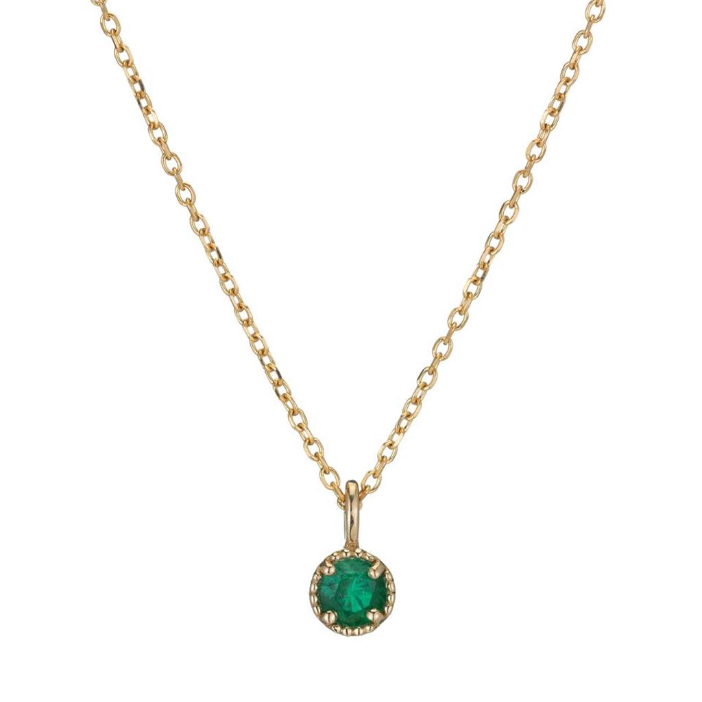 Emerald Milgrain Pendant necklace