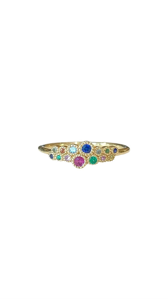 ring with Rubies, Aquamarines, Emeralds and Sapphires