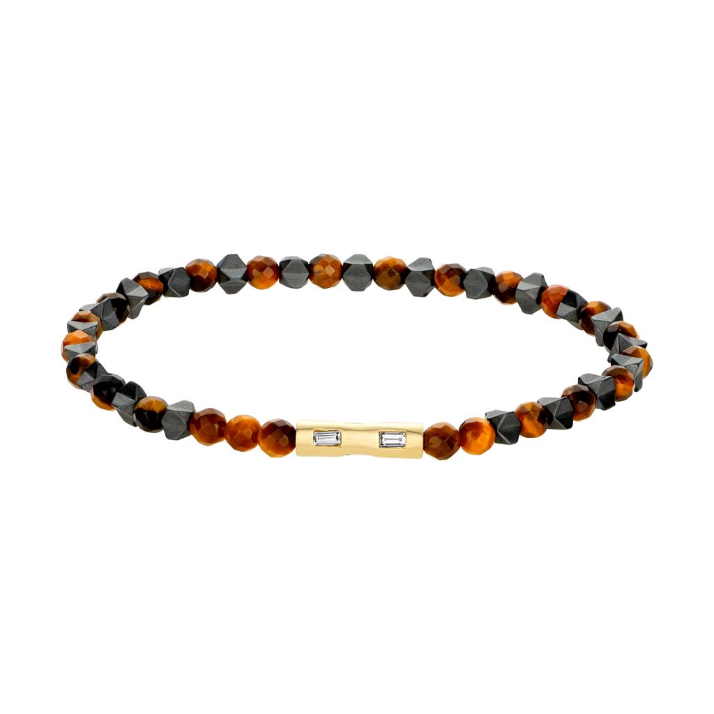beaded bracelet with gold and diamond center