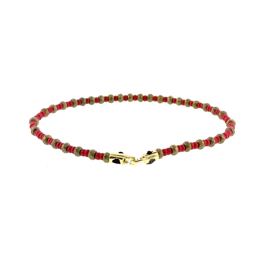 gold Clasp on Beaded Gold Bracelet