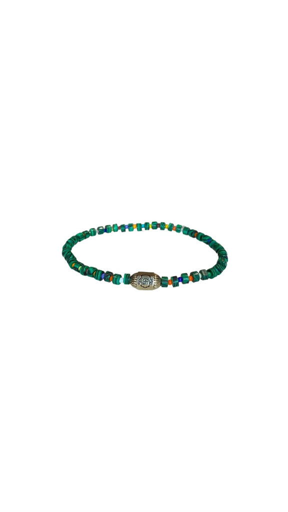 Hexagon Bolt Bead with Gemstone Beaded Bracelet