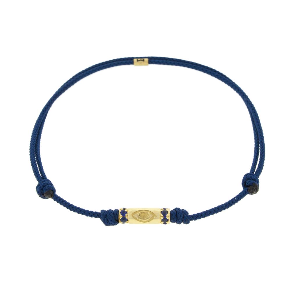 Slim gold  Tube wit Evil Eye Bracelet