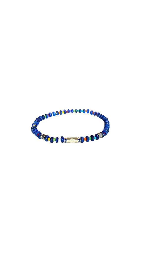Slim Tube with Evil eye with Sapphires Bracelet