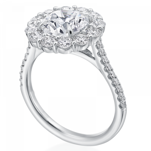 platinum Diamond Scalloped Engagement Ring