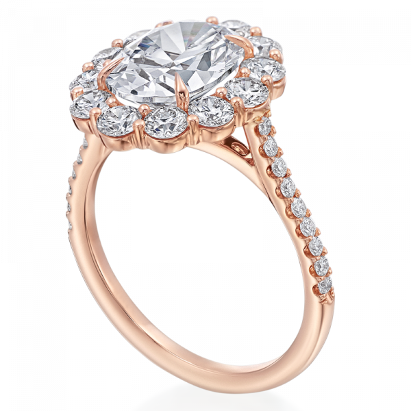 rose gold gold Diamond Scalloped Engagement Ring