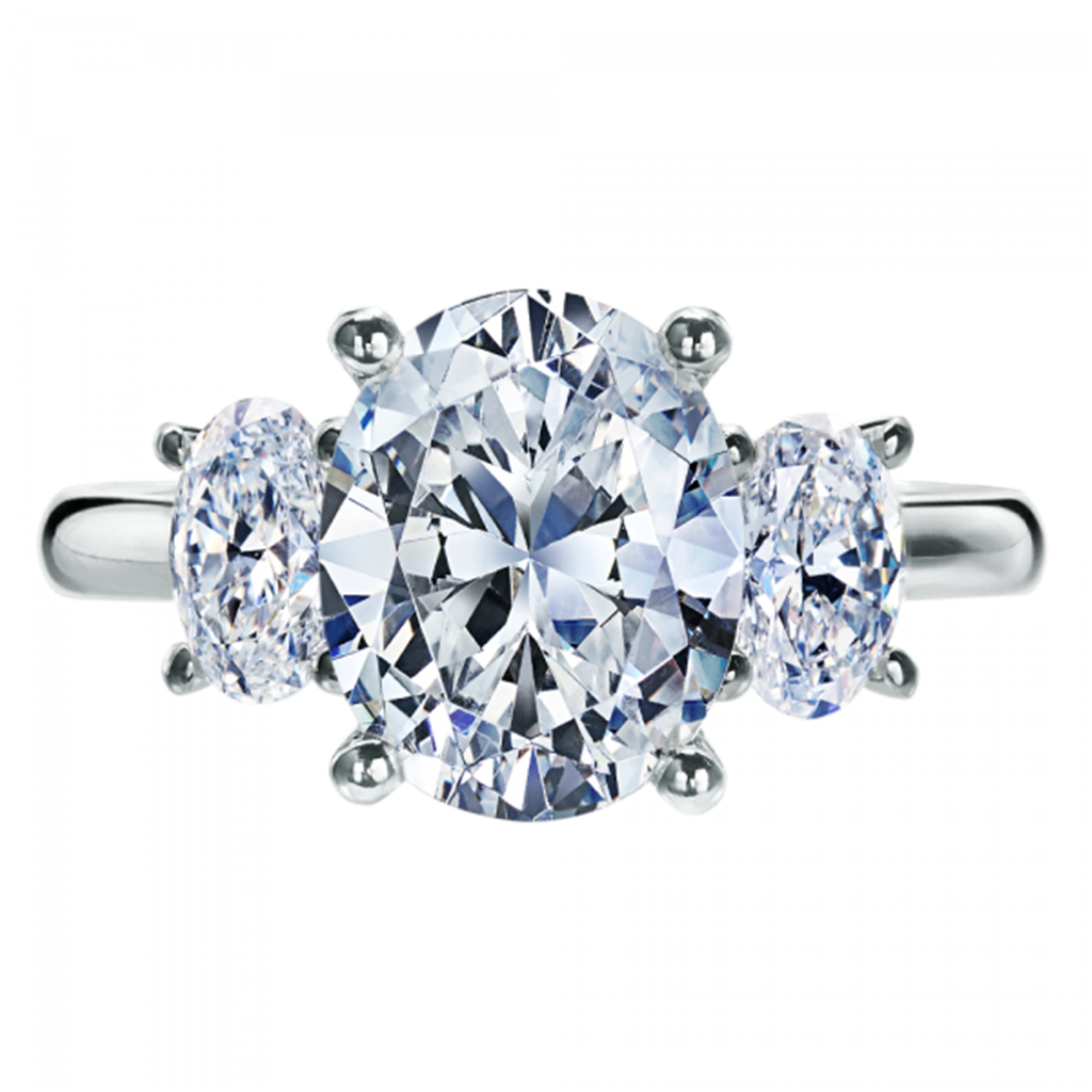 top view of 3 oval diamond engagement ring