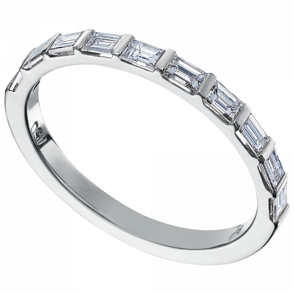 Platinum Rose gold Emerald Cut Half Eternity Band