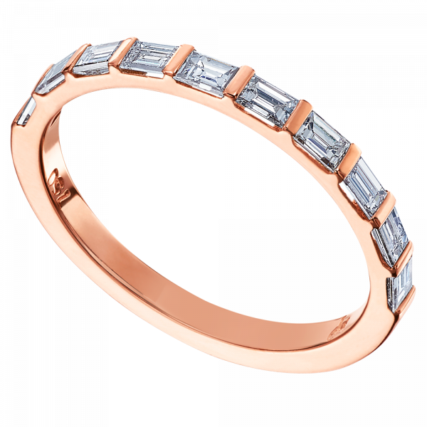 Rose gold Emerald Cut Half Eternity Band