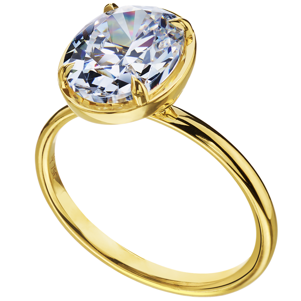 Gold Mounting Engagement Ring for oval diamond