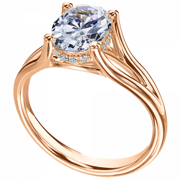rose gold split mount diamond engagement ring