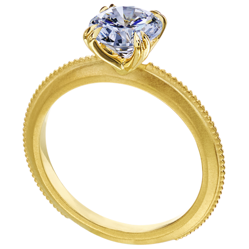 Knife Edge Milgrain Gold Mounting Engagement Ring