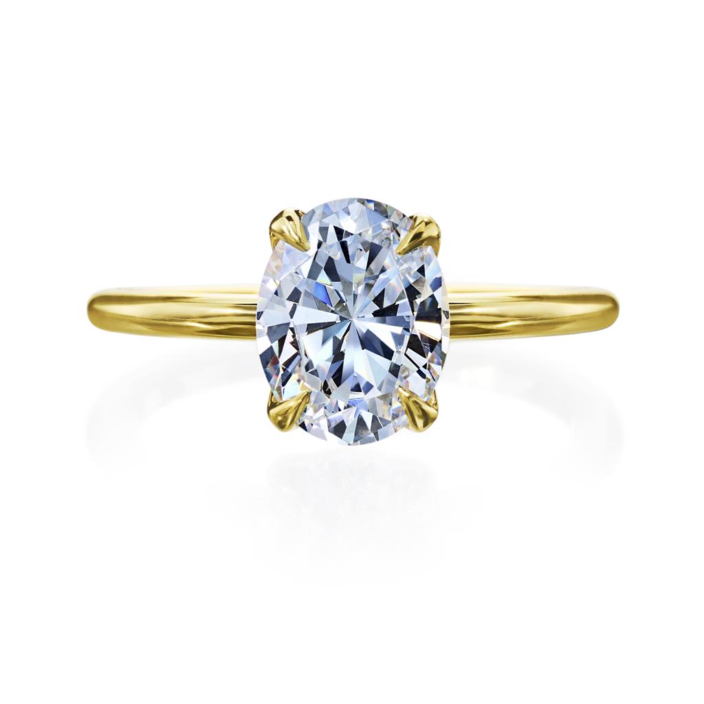 top view of oval diamond semi-mount engagement ring
