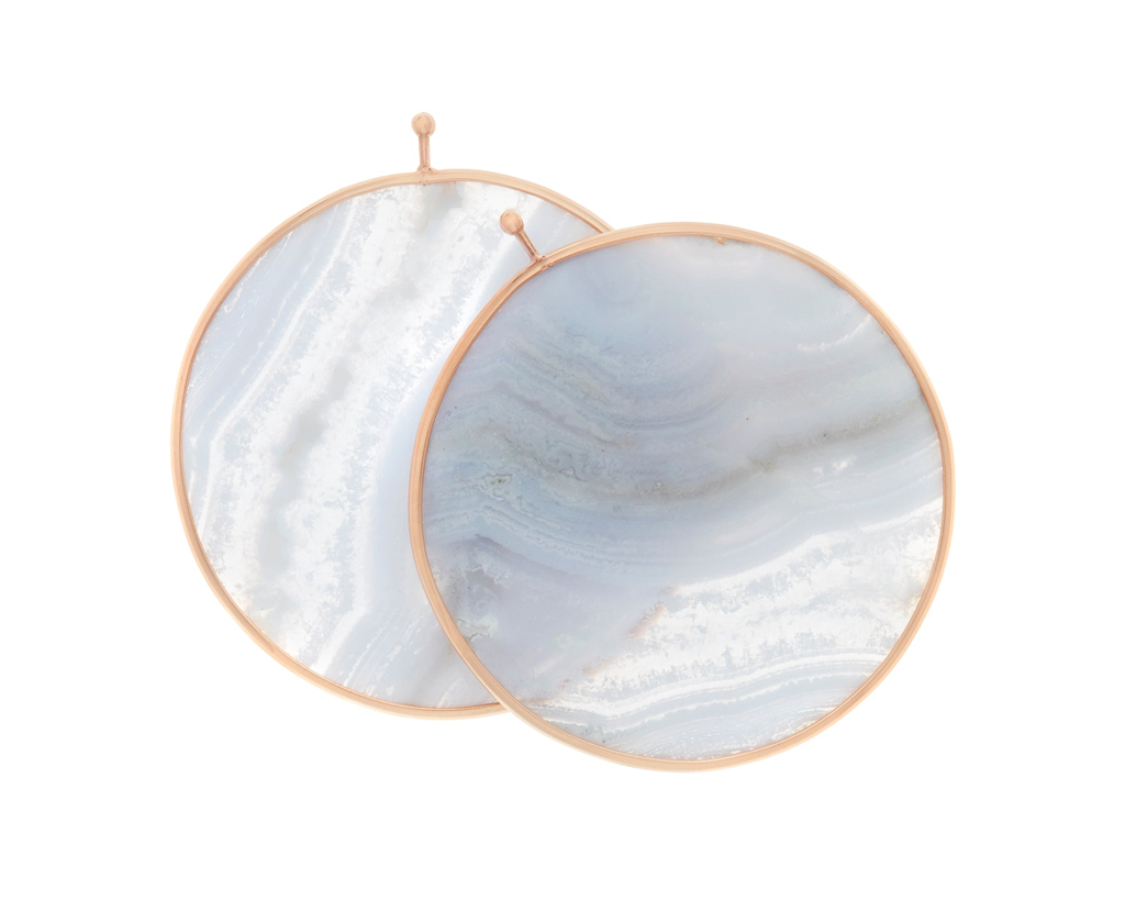 Calcedony disc earrings with gold
