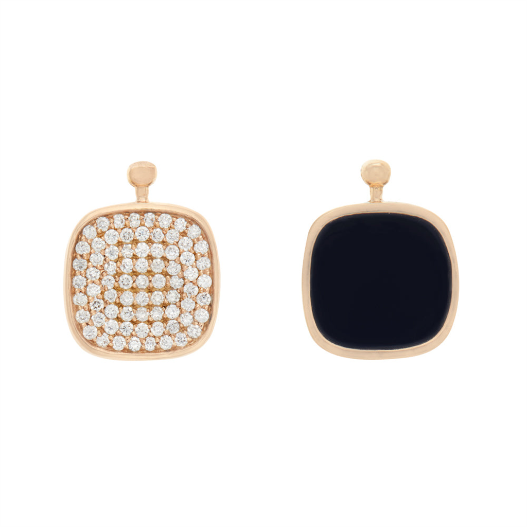 Black onyx diamond and gold earrings