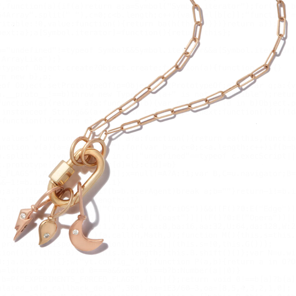 Square link chain necklace gold with lock and charms