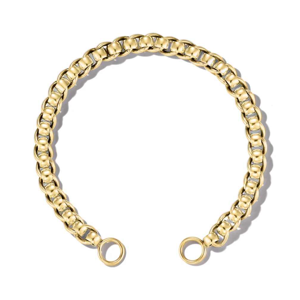 Gold chain bracelet on a white background